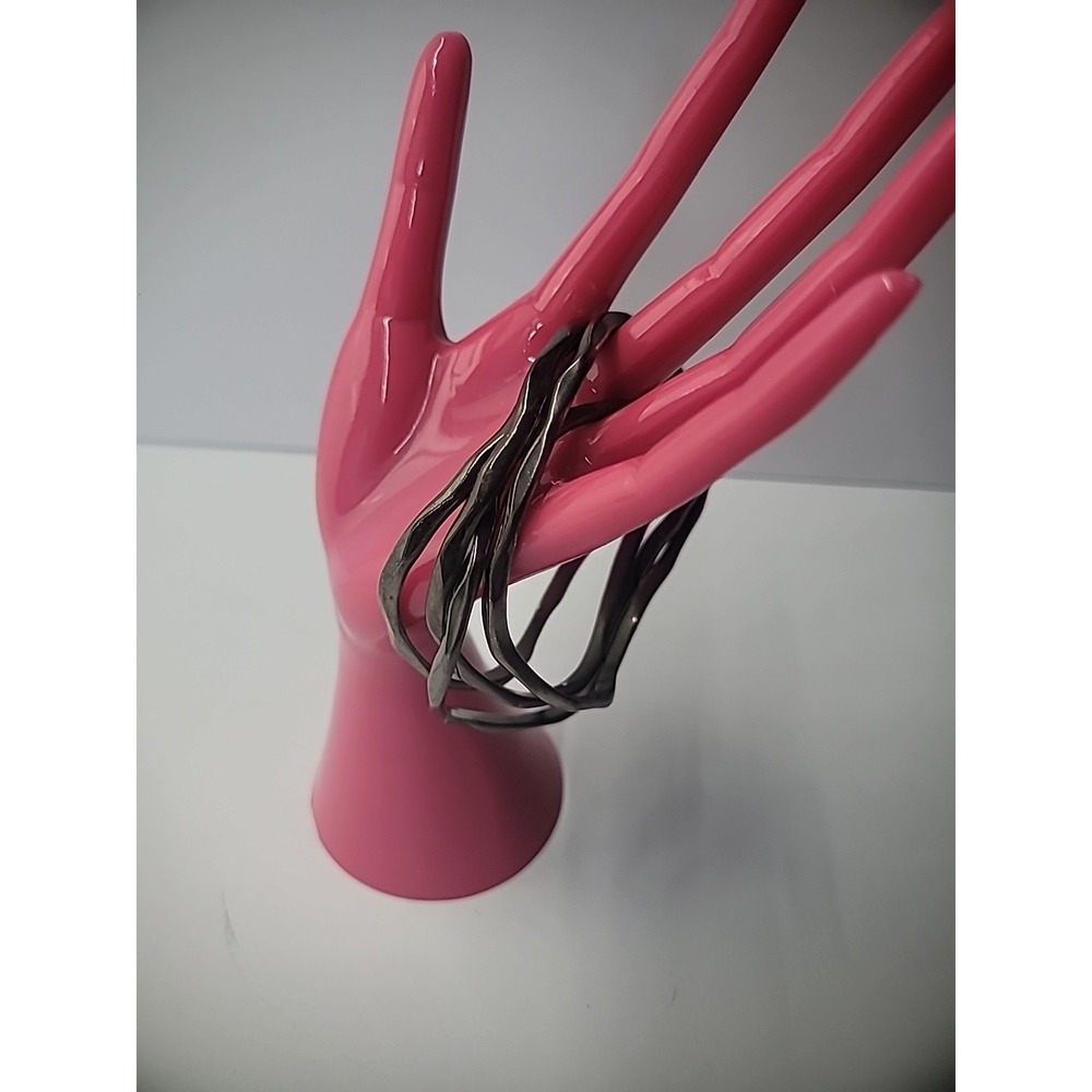 Vintage Bracelet Bangle Hammered Curvy Lot of 4 Bronze Tone Jewelry Costume - Picture 2 of 10